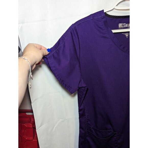 Grey's Anatomy Barco Mock Scrub Top 4 Pocket Purple Women's Large - Picture 5 of 12